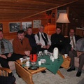 En glad gjeng i pausen. Fra venstre Harald Voktor, Arvid Bræck, Jan Torseter, Walther Andreassen, Skjalg Solum, John Solum og Ei
