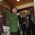 Ute og røyker sigar, fra venstre Skjalg Solum, Arvid Bræck, Erik Remen og Rune Hansen